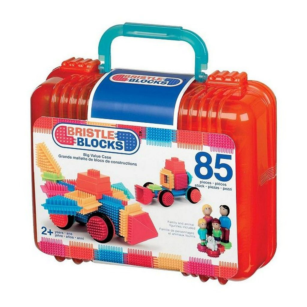 Bristle Blocks Koffer met Familie Figuren en Huisdier met 85 Stuks Bristle Blocks Koffer met Familie Figuren en Huisdier met 85 Stuks