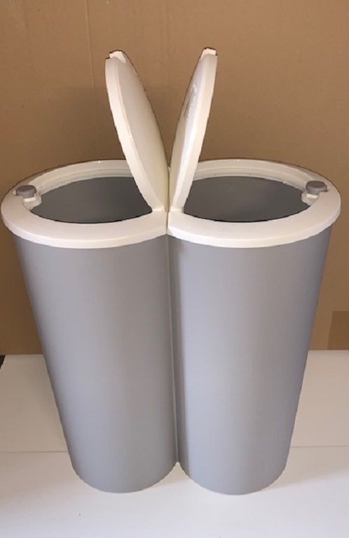 Dubbele vuilnisbak grijs, prullenbak, 2 x 25 liter Dubbele vuilnisbak grijs, prullenbak, 2 x 25 liter