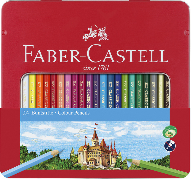 Faber Castell FC-115824 Kleurpotlood Faber-Castell Castle Zeskantig Metalen Etui Met 24 Stuks Faber Castell FC-115824 Kleurpotlood Faber-Castell Castle Zeskantig Metalen Etui Met 24 Stuks