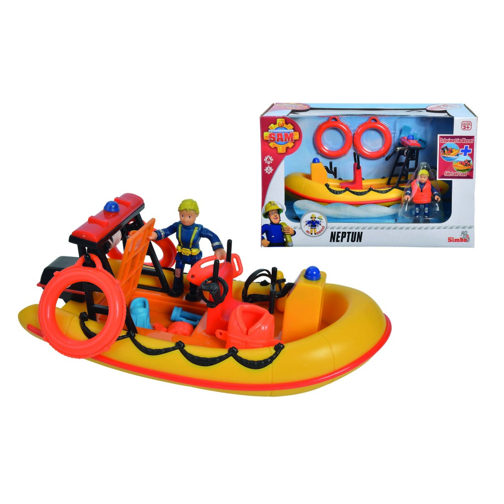 Simba Brandweerman Sam Boot Neptune met Figuur Simba Brandweerman Sam Boot Neptune met Figuur