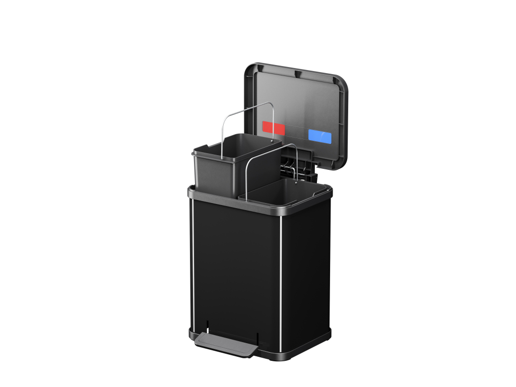 Hailo 0622-260 Öko Duo Plus M Pedaalemmer 2x 9L Zilver/Zwart Hailo 0622-260 Öko Duo Plus M Pedaalemmer 2x 9L Zilver/Zwart