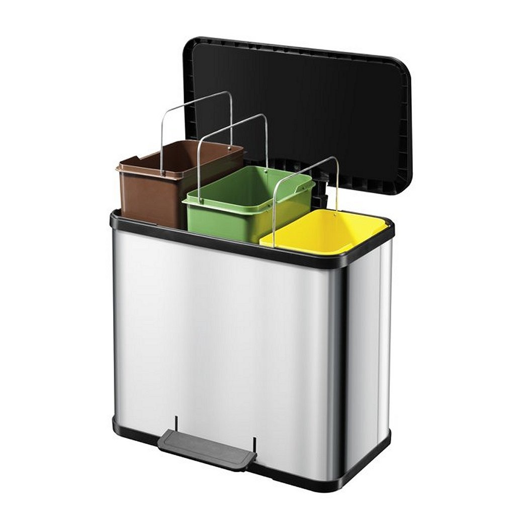 Hailo 0633-200 Öko Trio Plus L Pedaalemmer 3x9L RVS/Zwart Hailo 0633-200 Öko Trio Plus L Pedaalemmer 3x9L RVS/Zwart
