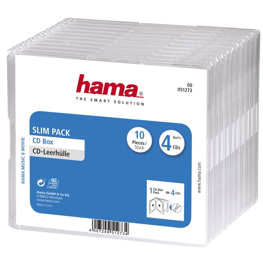 Hama Cd Doosjes 'Slim-Pack'4 Per 10 Hama Cd Doosjes 'Slim-Pack'4 Per 10