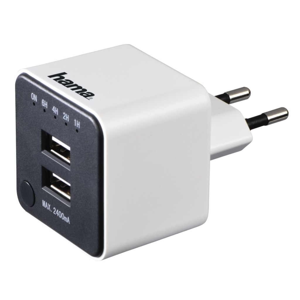 Hama USB-oplader Met Countdown-functie 2-voudige USB 2,4A Hama USB-oplader Met Countdown-functie 2-voudige USB 2,4A