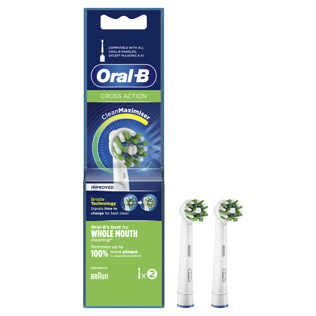 Oral-B CrossAction CleanMaximiser Opzetborstels 2 Stuks Oral-B CrossAction CleanMaximiser Opzetborstels 2 Stuks