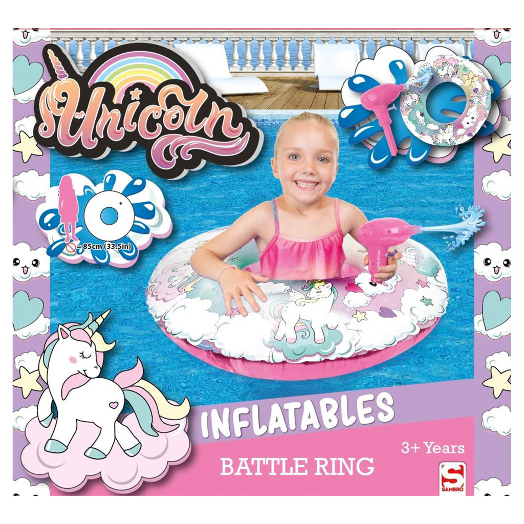 Sambro Eenhoorn Battle Ring Zwemband met Waterpistool 85 cm Sambro Eenhoorn Battle Ring Zwemband met Waterpistool 85 cm