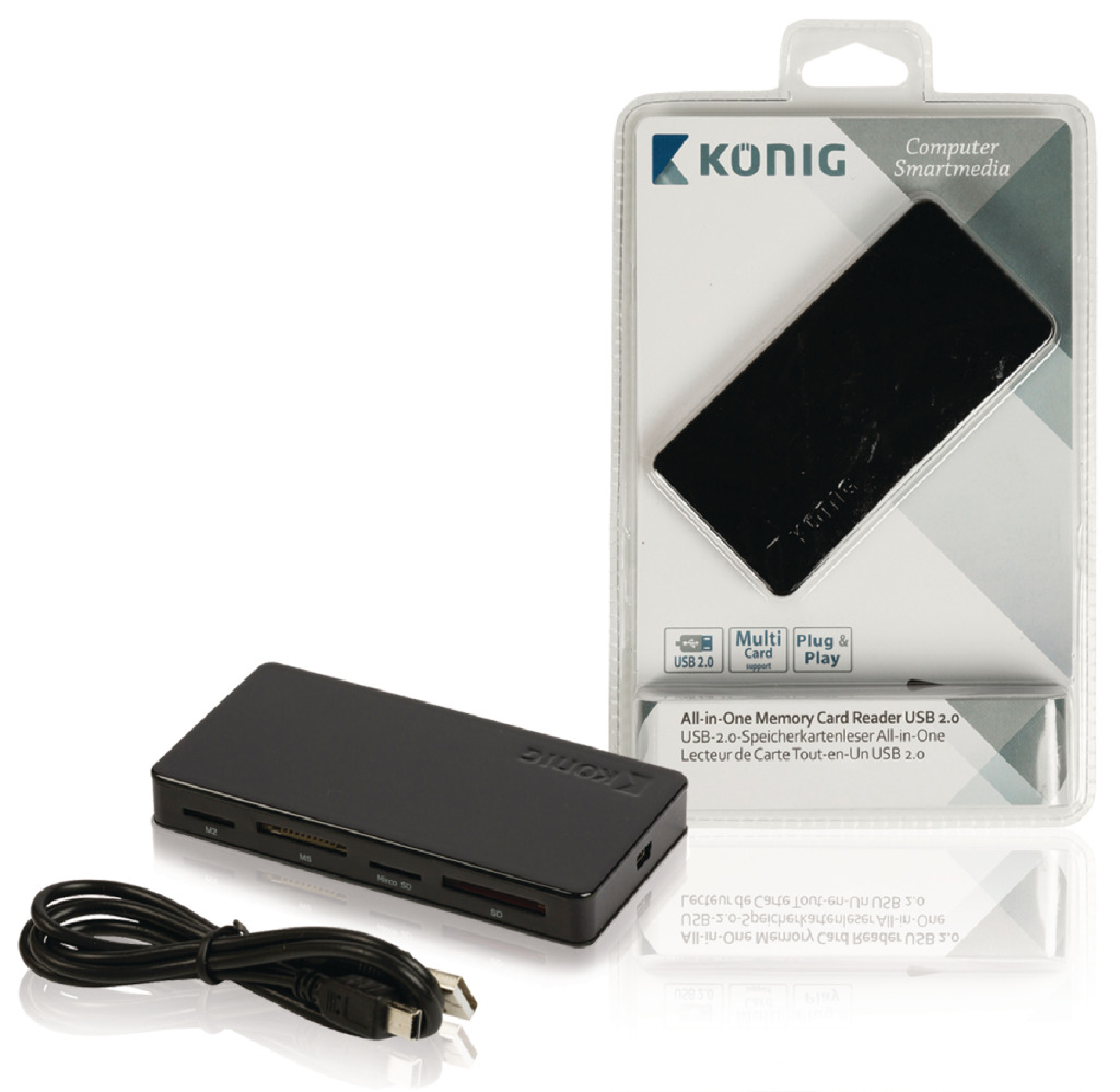 König CSU2ACR200BL Alles-in-1 Geheugenkaartlezer Usb 2.0 König CSU2ACR200BL Alles-in-1 Geheugenkaartlezer Usb 2.0