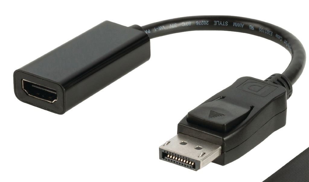 Valueline VLCP37150B02 Displayport Kabel Displayport Male - Hdmi Female 0.20 M Zwart Valueline VLCP37150B02 Displayport Kabel Displayport Male - Hdmi Female 0.20 M Zwart