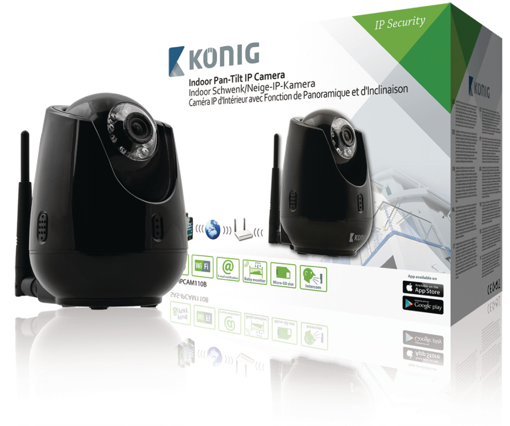 König SAS-IPCAM110B Indoor Pan-tilt Ip-camera voor Bewaking Op Afstand Zwart König SAS-IPCAM110B Indoor Pan-tilt Ip-camera voor Bewaking Op Afstand Zwart