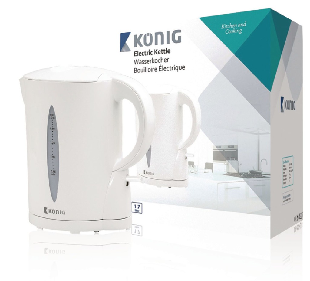 König KN-WK20 Elektrische Waterkoker 2200W 1.7L Wit König KN-WK20 Elektrische Waterkoker 2200W 1.7L Wit