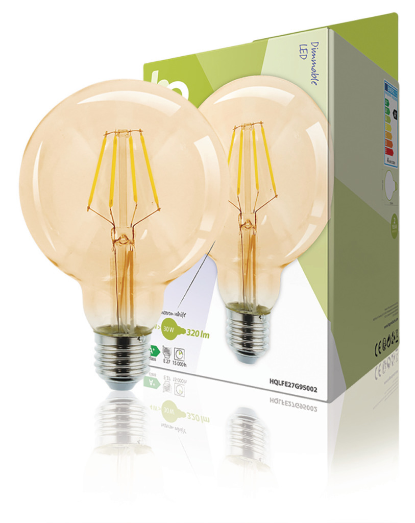 HQ HQLFE27G95002 Led Retro Filament Lamp E27 Dimbaar G95 4 W 320 Lm 2500 K HQ HQLFE27G95002 Led Retro Filament Lamp E27 Dimbaar G95 4 W 320 Lm 2500 K