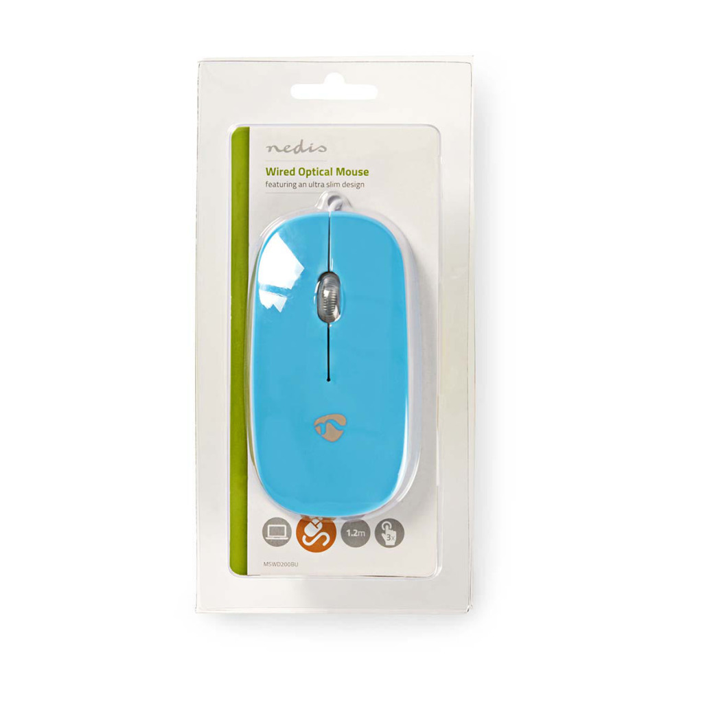Nedis MSWD200BU Bedrade Muis 1000 Dpi 3-knops Blauw Nedis MSWD200BU Bedrade Muis 1000 Dpi 3-knops Blauw