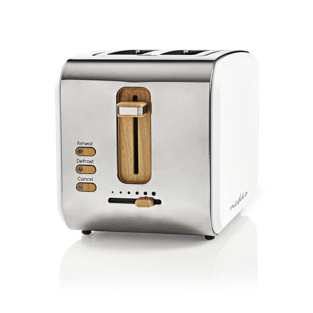 Nedis KABT510EWT Broodrooster 2 Brede Sleuven Soft-touch Wit Nedis KABT510EWT Broodrooster 2 Brede Sleuven Soft-touch Wit