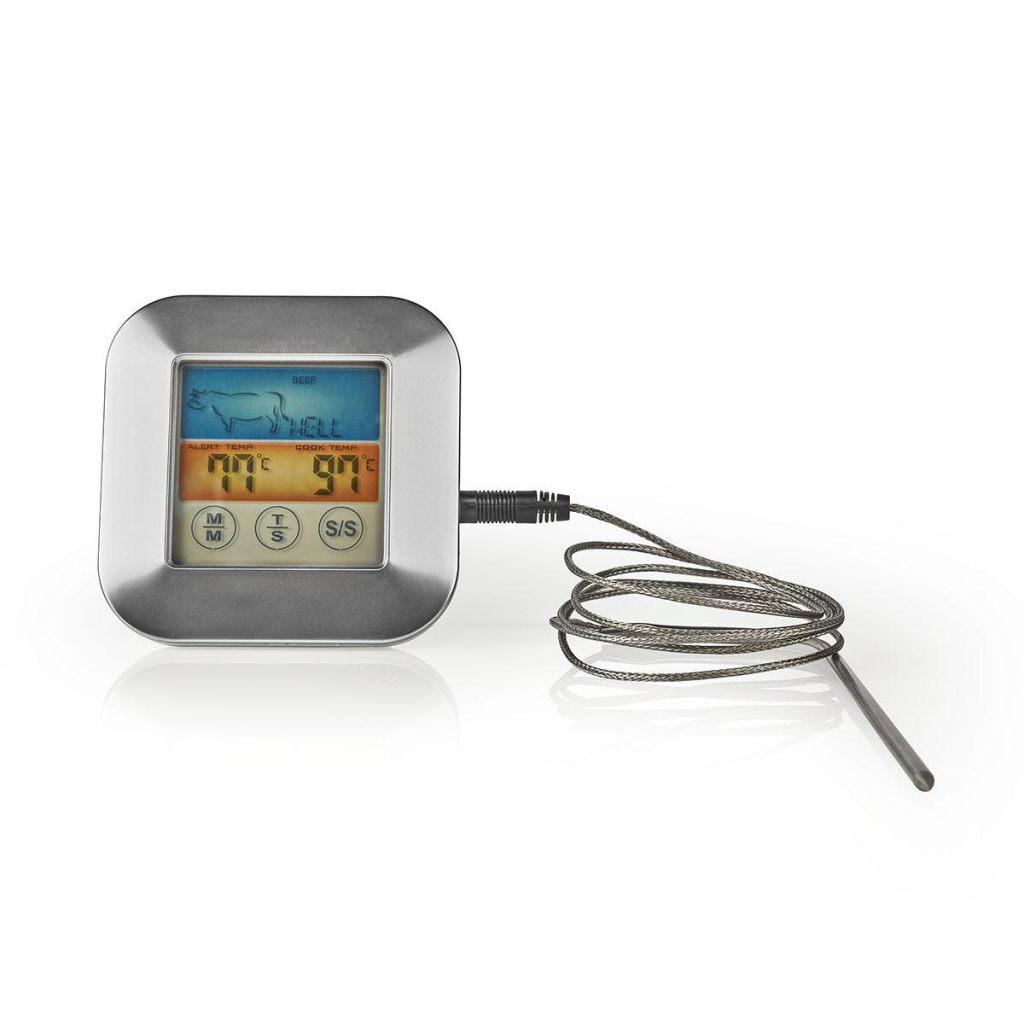 Nedis KATH106SI Vleesthermometer 0 - 250 °c Kleurendisplay Timer Nedis KATH106SI Vleesthermometer 0 - 250 °c Kleurendisplay Timer