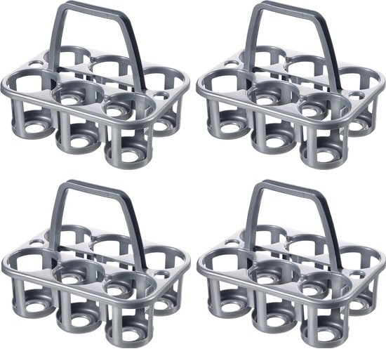 Curver - Flessendrager - 6-vaks - Grijs - 4 stuks Curver - Flessendrager - 6-vaks - Grijs - 4 stuks
