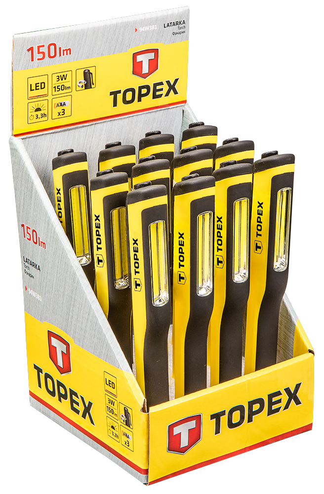 Topex LED Zaklamp COB LED 3w-150Lummen COB LED Magnetisch Soft Rubber Afgewerkt Topex LED Zaklamp COB LED 3w-150Lummen COB LED Magnetisch Soft Rubber Afgewerkt