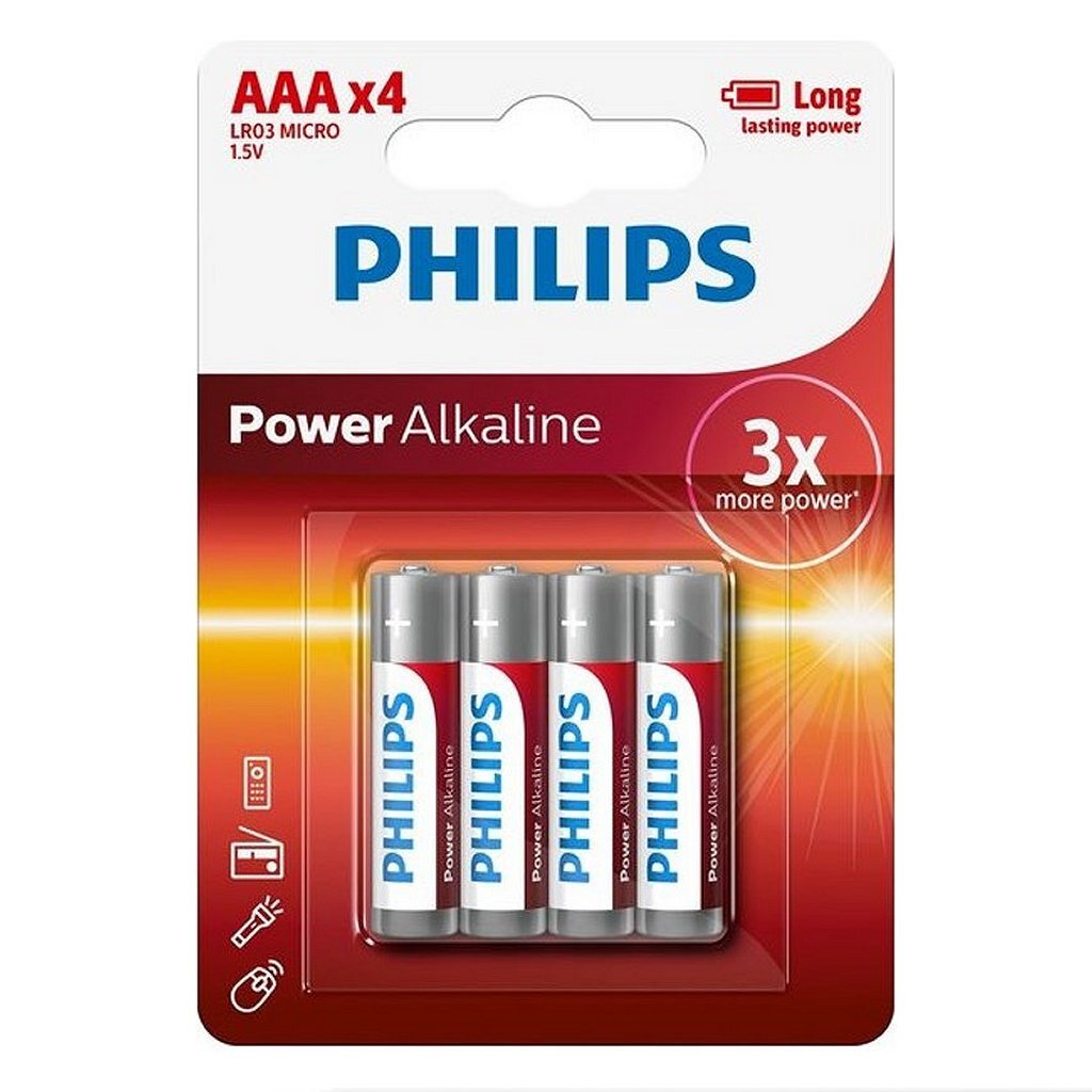 Philips AAA Alkaline Batterijen 4 Stuks Philips AAA Alkaline Batterijen 4 Stuks