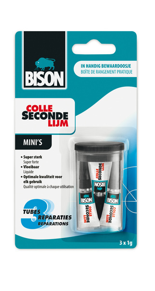 Bison BI-6309066 Secondelijm Mini 3x1 Gram Bison BI-6309066 Secondelijm Mini 3x1 Gram