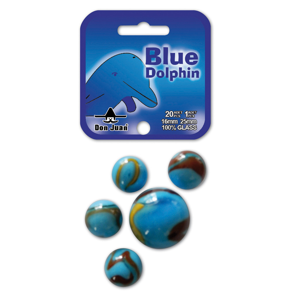 Don Juan Blue Dolphin Knikkers 21 Stuks 16+25 mm Don Juan Blue Dolphin Knikkers 21 Stuks 16+25 mm