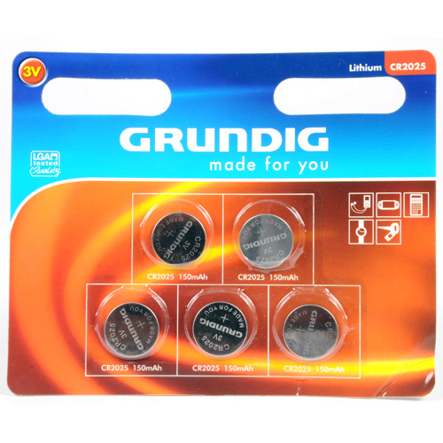 Grundig Knoopcel CR2025 5 Stuks Grundig Knoopcel CR2025 5 Stuks