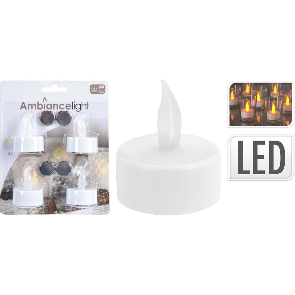 S.I.A. Theelicht LED Kaarsjes 4 Stuks S.I.A. Theelicht LED Kaarsjes 4 Stuks