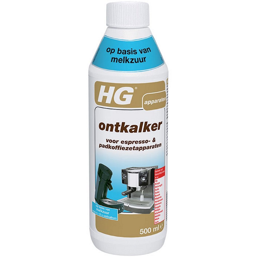 HG Ontkalker Espresso- & Koffiepadmachines Melkzuur 0,5L HG Ontkalker Espresso- & Koffiepadmachines Melkzuur 0,5L