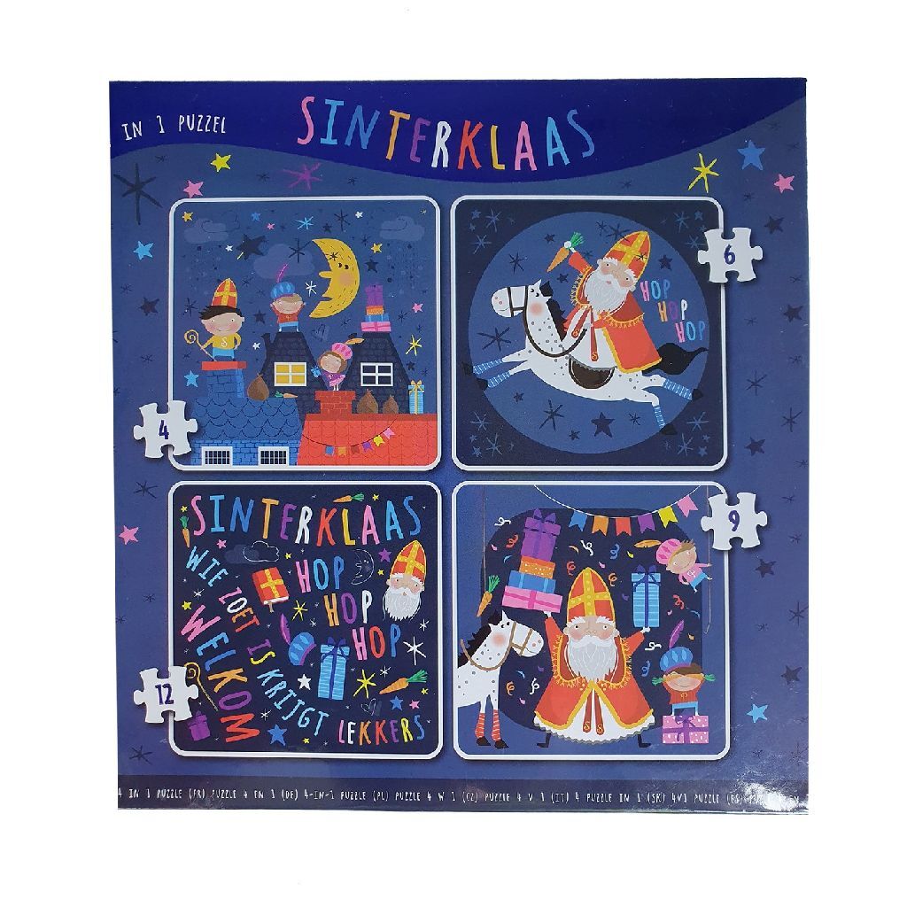 Sinterklaas 4in1 Puzzel 4-12 Stukjes Sinterklaas 4in1 Puzzel 4-12 Stukjes