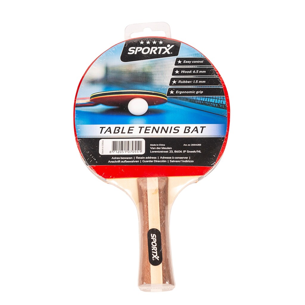 SportX 4 Sterren Tafeltennisbat Hout/Rubber SportX 4 Sterren Tafeltennisbat Hout/Rubber