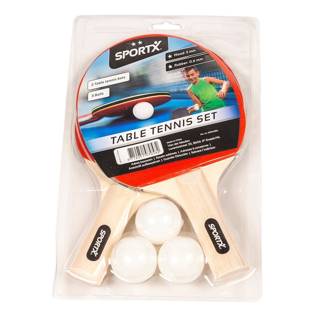 SportX Tafeltennisset met 2 Sterren 2 Batjes + 3 Balletjes SportX Tafeltennisset met 2 Sterren 2 Batjes + 3 Balletjes