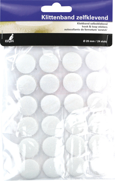 Kangaro K-5062 Klittenband Zelfklevend Rond 20 Mm 24 Stuks Kangaro K-5062 Klittenband Zelfklevend Rond 20 Mm 24 Stuks