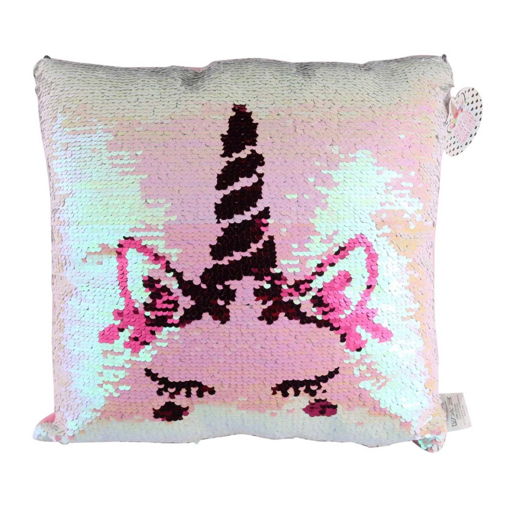 Eenhoorn Kussen met Pailletten 30x30 cm Wit/Roze/Zilver Eenhoorn Kussen met Pailletten 30x30 cm Wit/Roze/Zilver