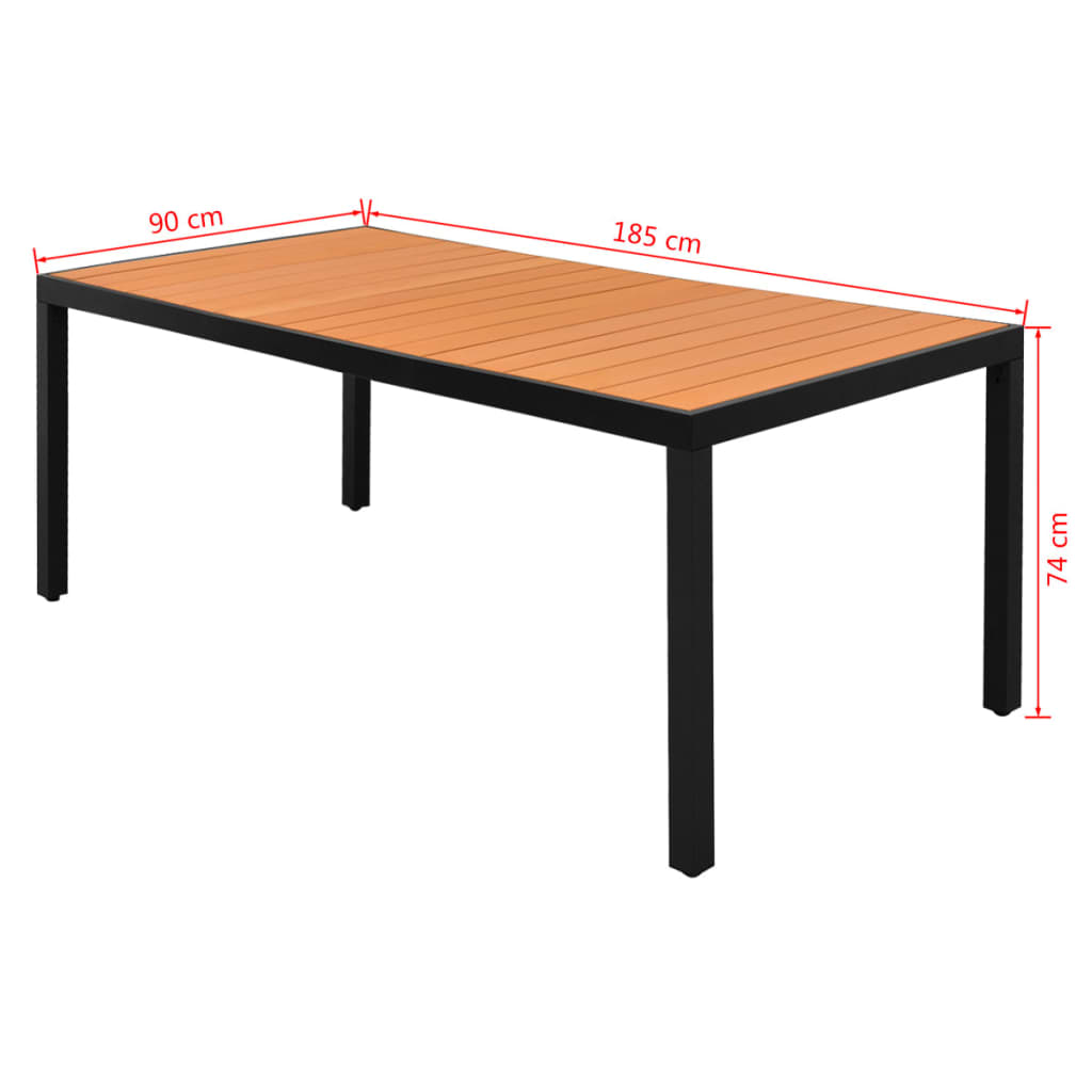 Tuintafel 185x90x74 cm aluminium en HKC bruin Tuintafel 185x90x74 cm aluminium en HKC bruin