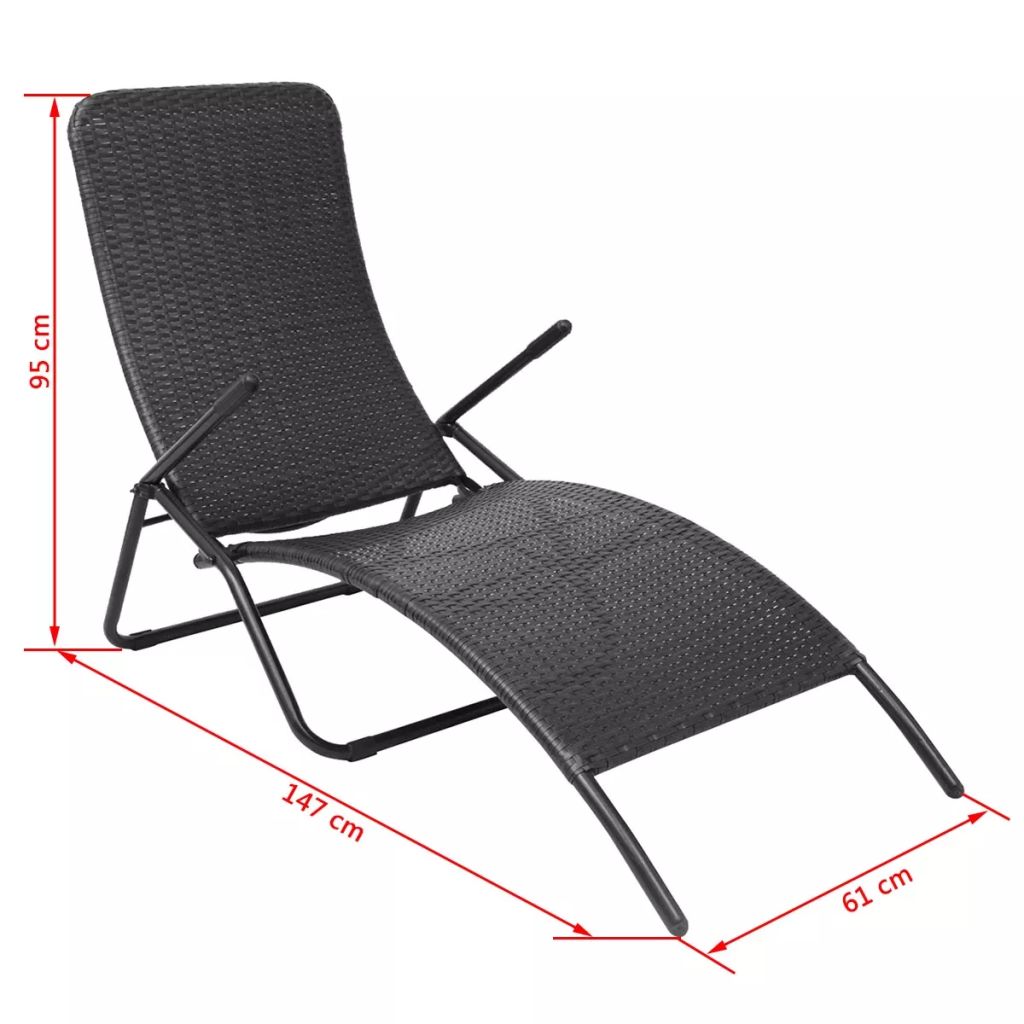 Inklapbaar ligbed poly rattan zwart Inklapbaar ligbed poly rattan zwart