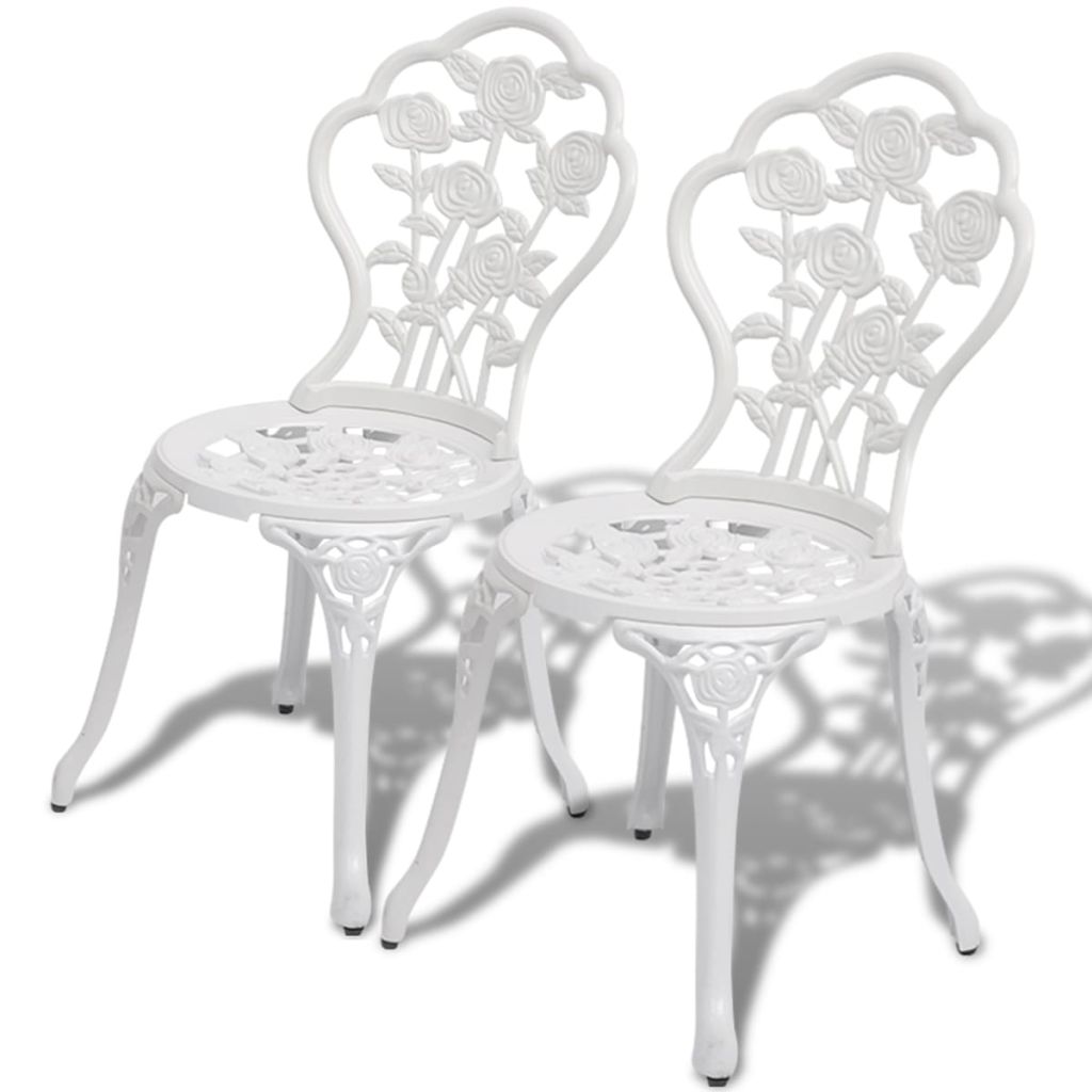 Bistro stoelen wit 41x49x81,5 cm gegoten aluminium 2 st Bistro stoelen wit 41x49x81,5 cm gegoten aluminium 2 st