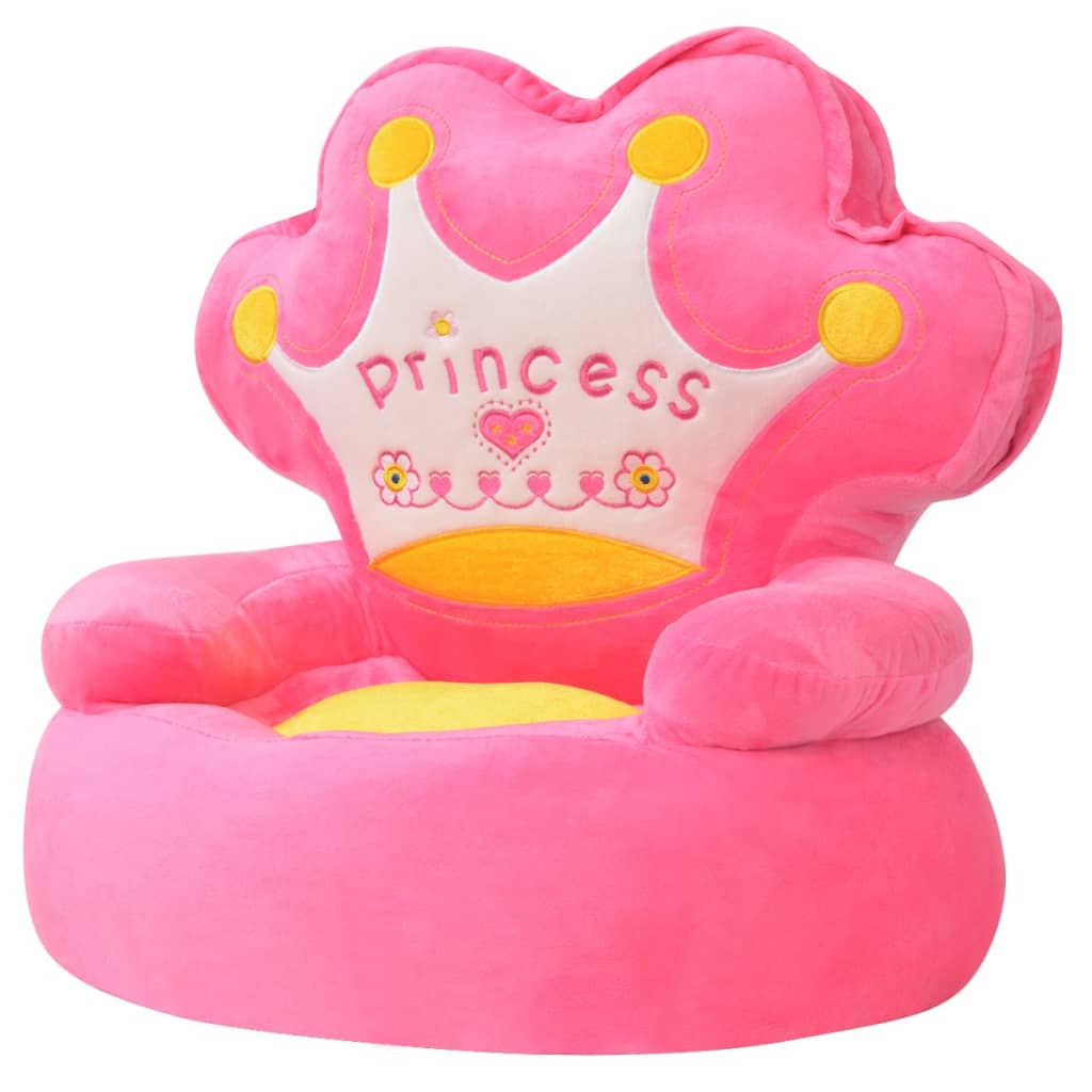 Kinderstoel prinses pluche roze Kinderstoel prinses pluche roze