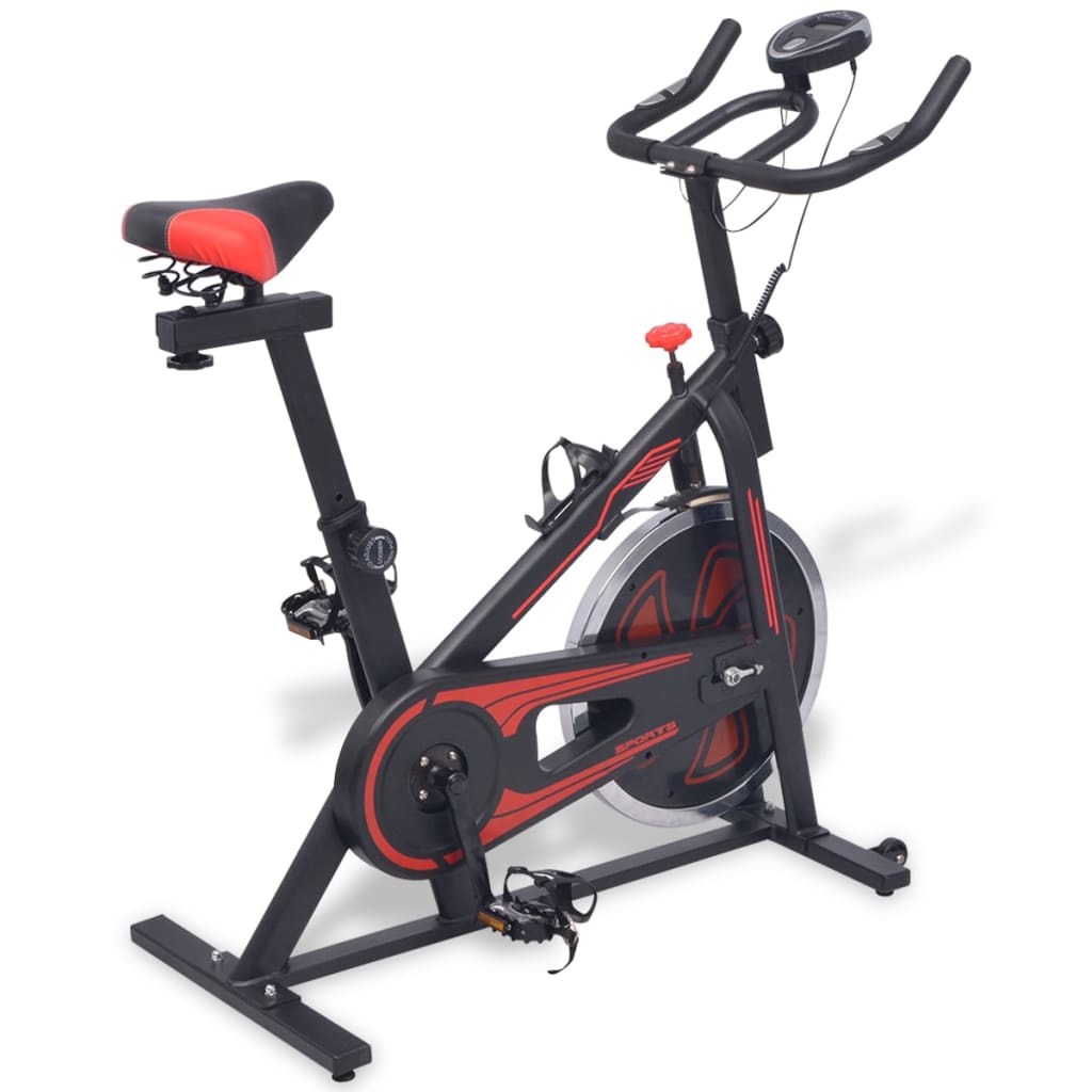 Spinningfiets met hartslagsensoren zwart en rood Spinningfiets met hartslagsensoren zwart en rood