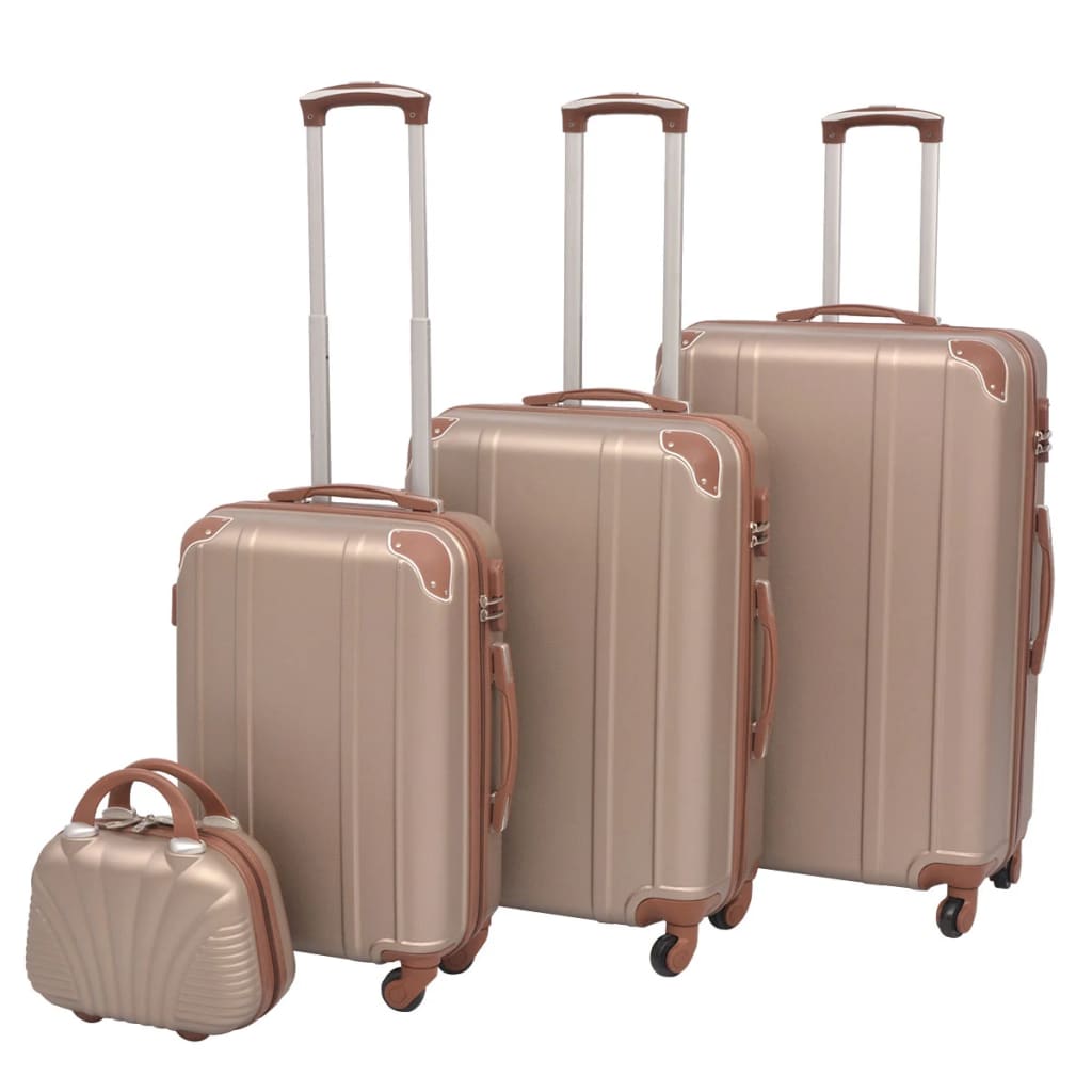Harde rolkoffer set champagnekleurig 4-dlg Harde rolkoffer set champagnekleurig 4-dlg