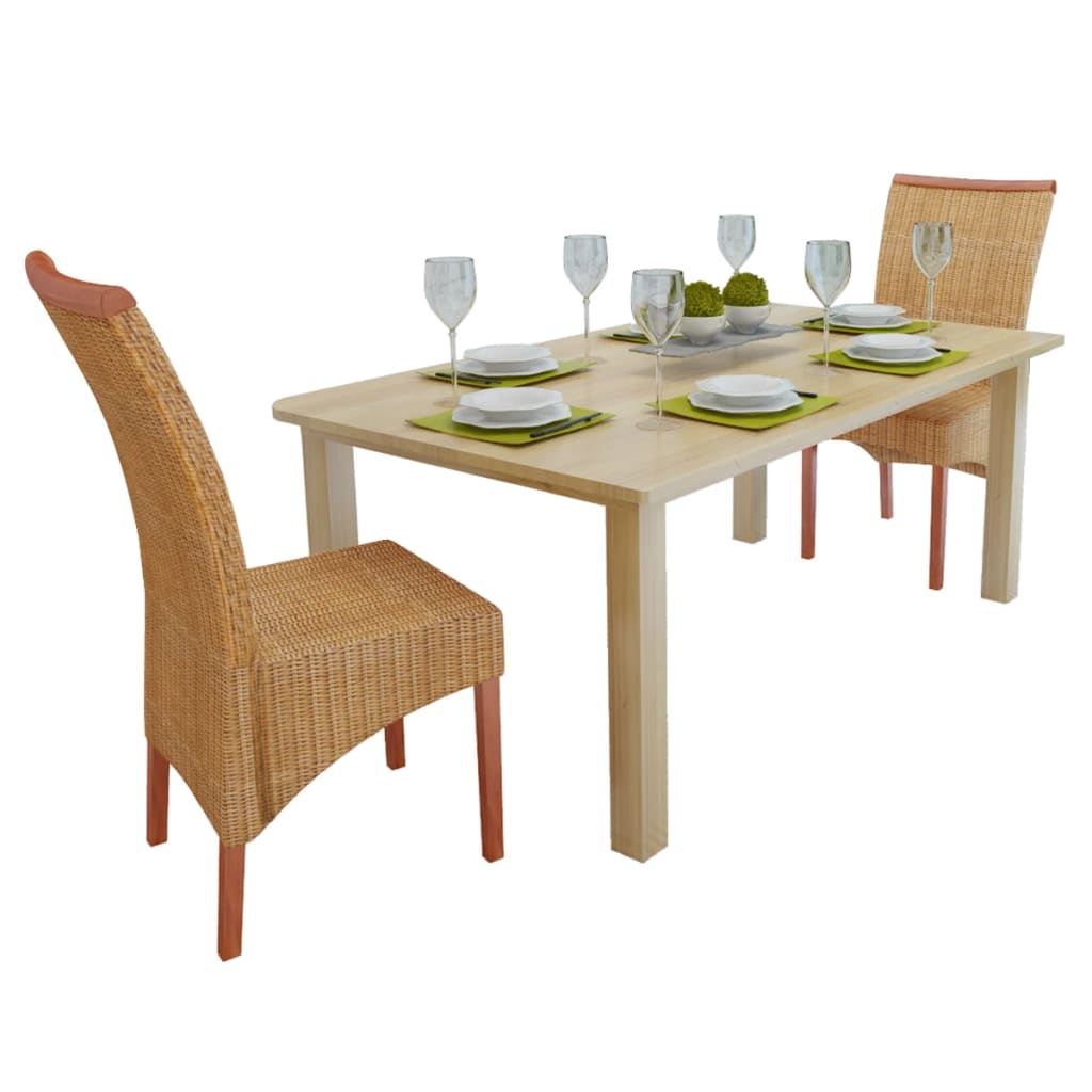 Eetkamerstoelen 2 st natuurlijk rattan bruin Eetkamerstoelen 2 st natuurlijk rattan bruin