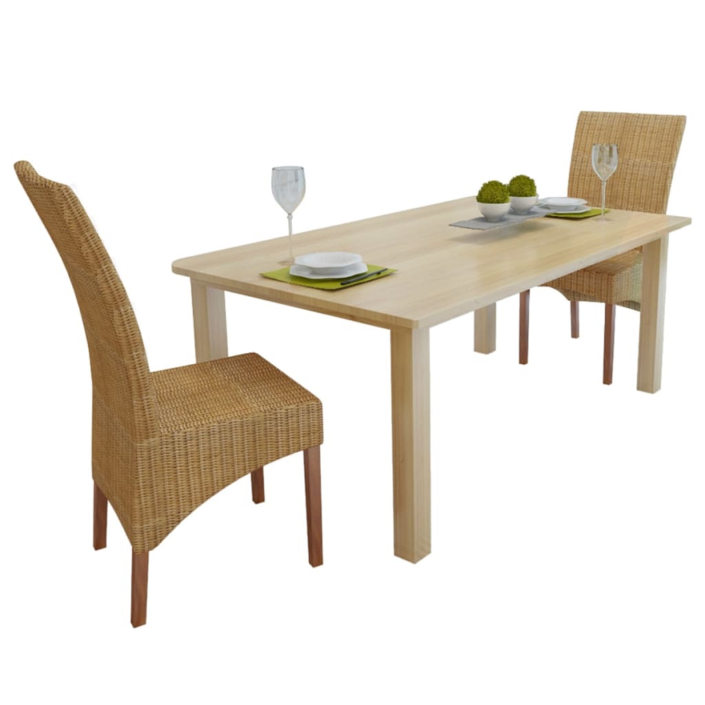 Eetkamerstoelen 2 st natuurlijk rattan bruin Eetkamerstoelen 2 st natuurlijk rattan bruin