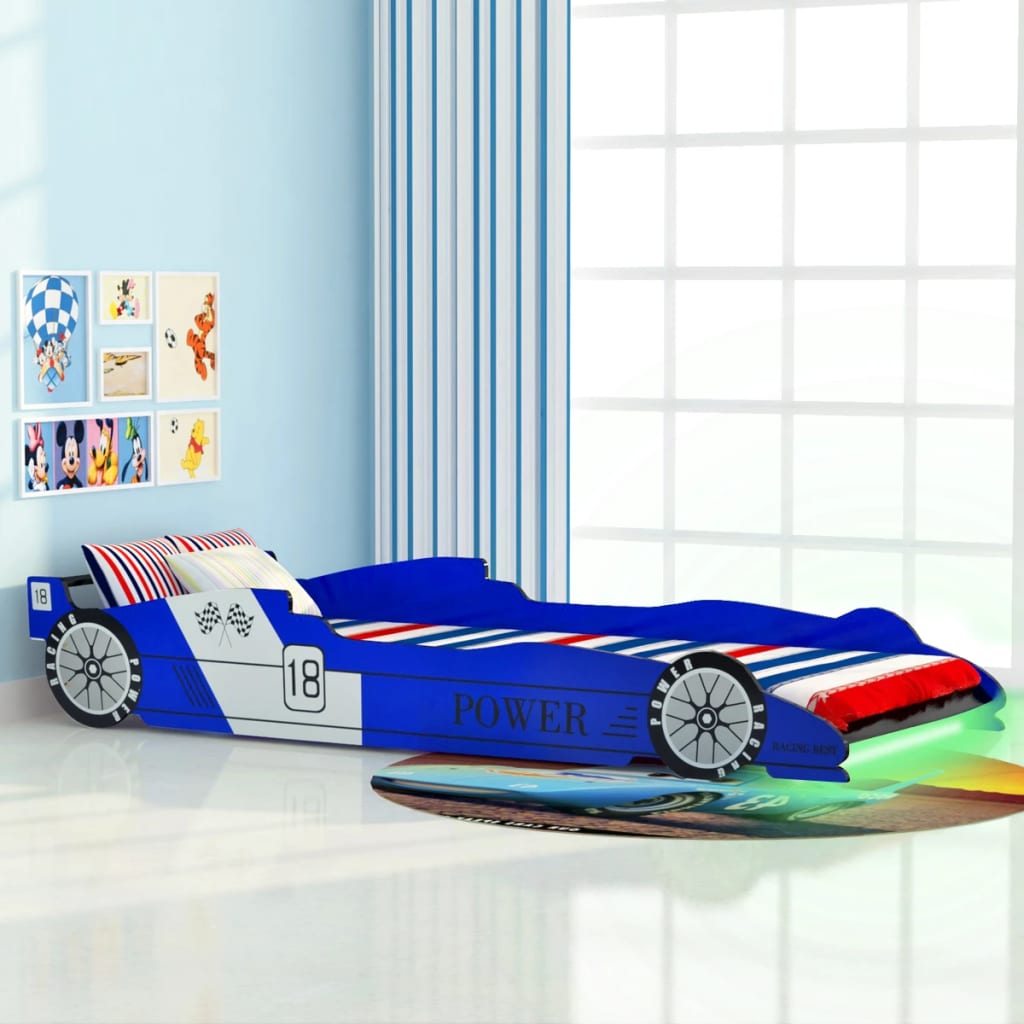 Kinder raceauto bed met LED-verlichting 90x200 cm blauw Kinder raceauto bed met LED-verlichting 90x200 cm blauw