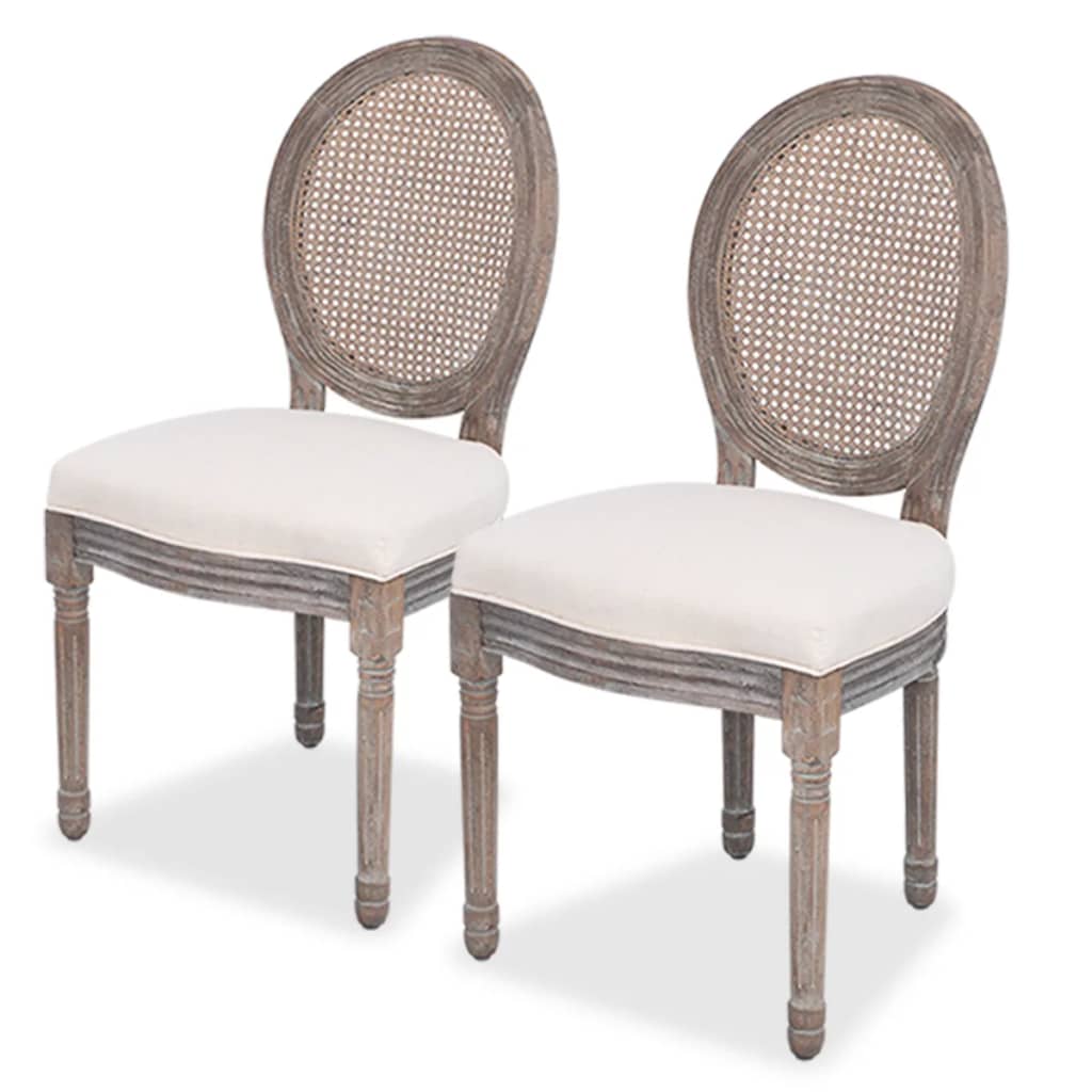 Eetkamerstoelen 2 st stof crmekleurig Eetkamerstoelen 2 st stof crmekleurig