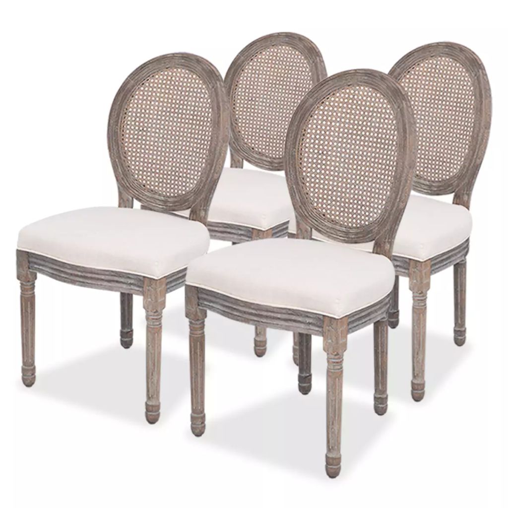 Eetkamerstoelen 4 st stof crmekleurig Eetkamerstoelen 4 st stof crmekleurig