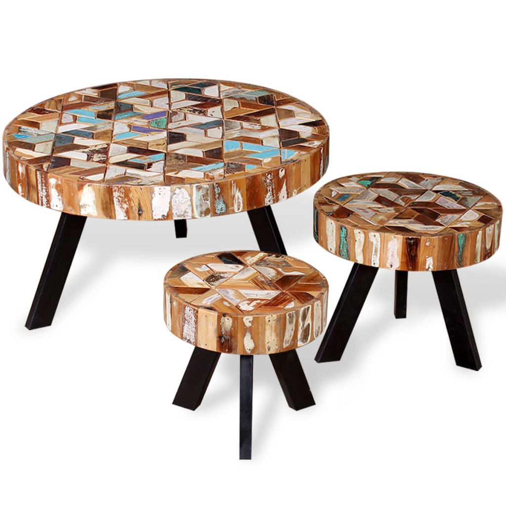 Salontafel set massief gerecycled hout 3-delig Salontafel set massief gerecycled hout 3-delig