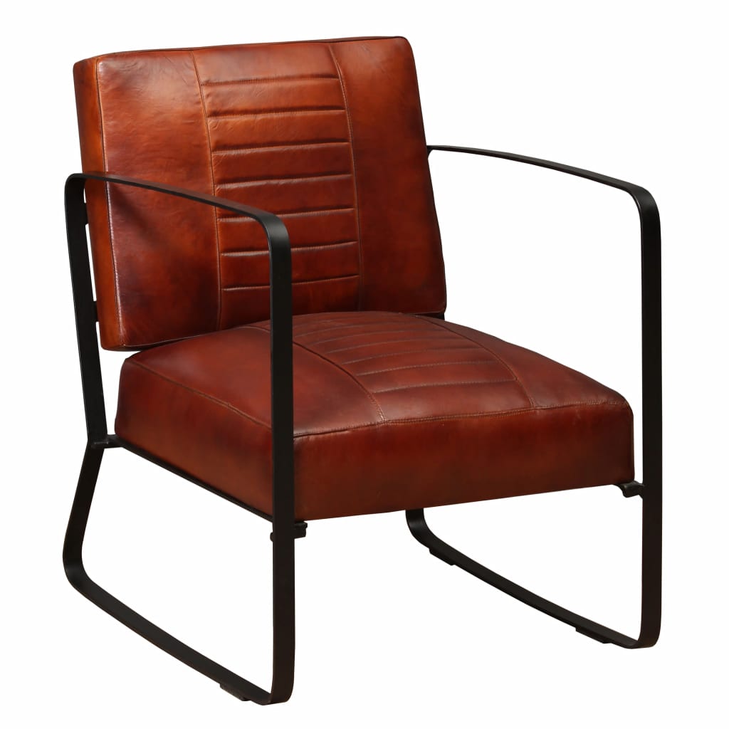 Loungestoel echt leer bruin Loungestoel echt leer bruin