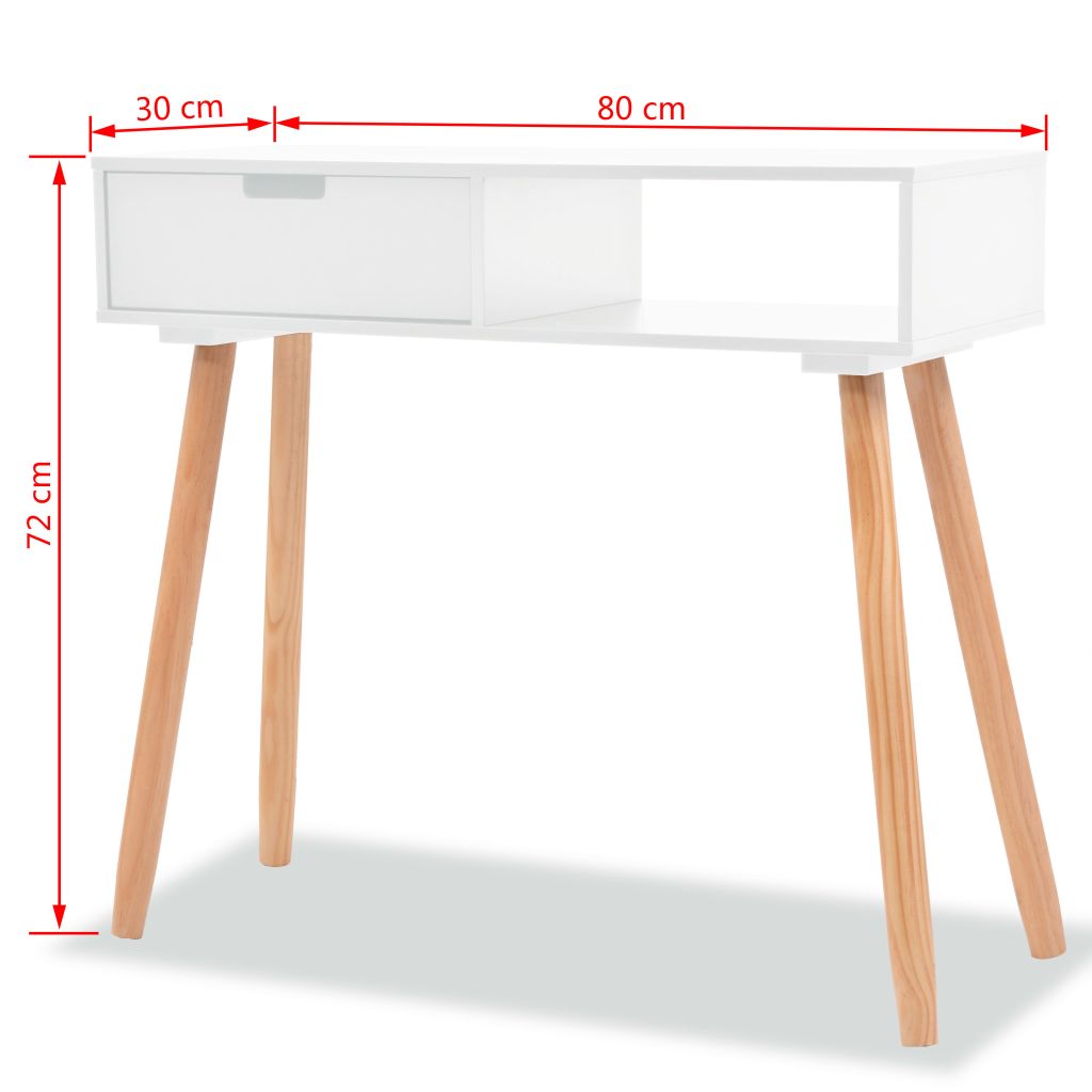 Wandtafel 80x30x72 cm massief grenenhout wit Wandtafel 80x30x72 cm massief grenenhout wit