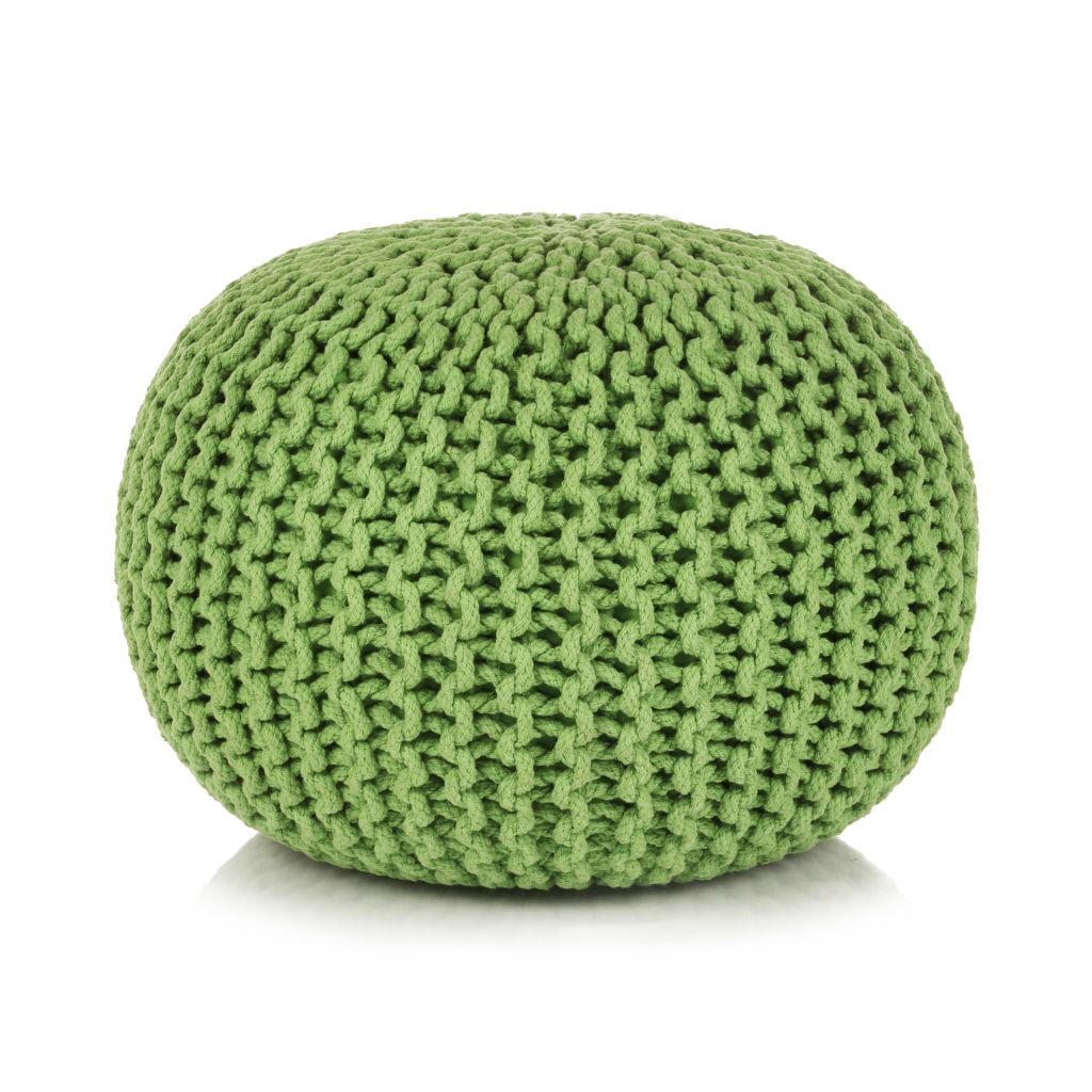 Poef handgebreid 50x35 cm katoen groen Poef handgebreid 50x35 cm katoen groen
