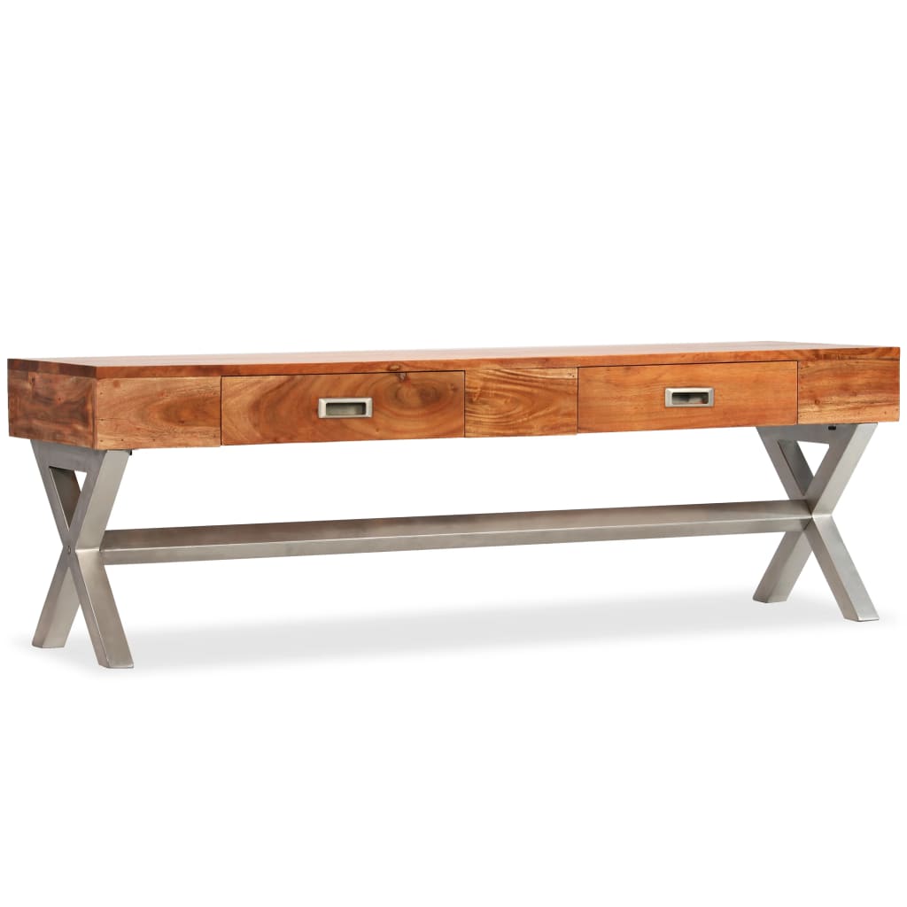Tv-meubel 140 cm massief acaciahout met sheesham afwerking Tv-meubel 140 cm massief acaciahout met sheesham afwerking
