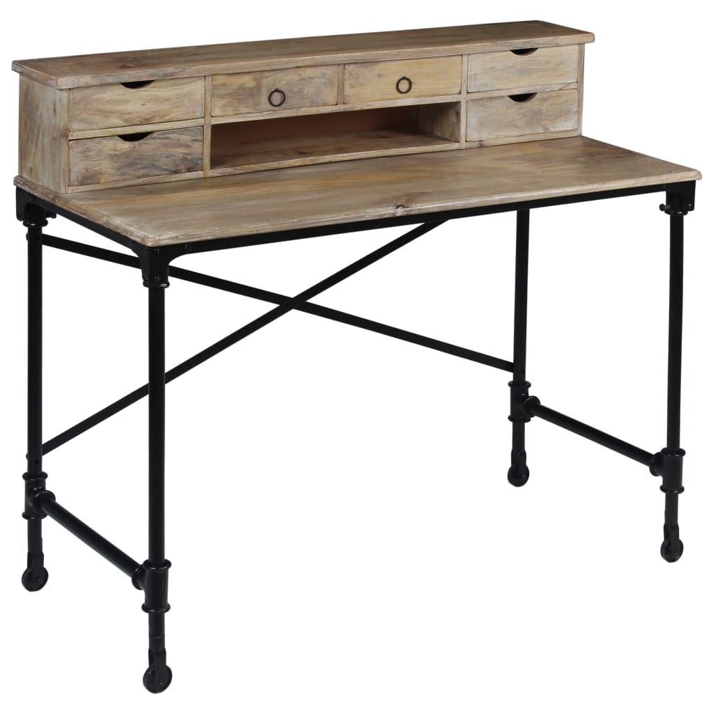 Schrijftafel 110x50x96 cm massief mangohout en staal Schrijftafel 110x50x96 cm massief mangohout en staal
