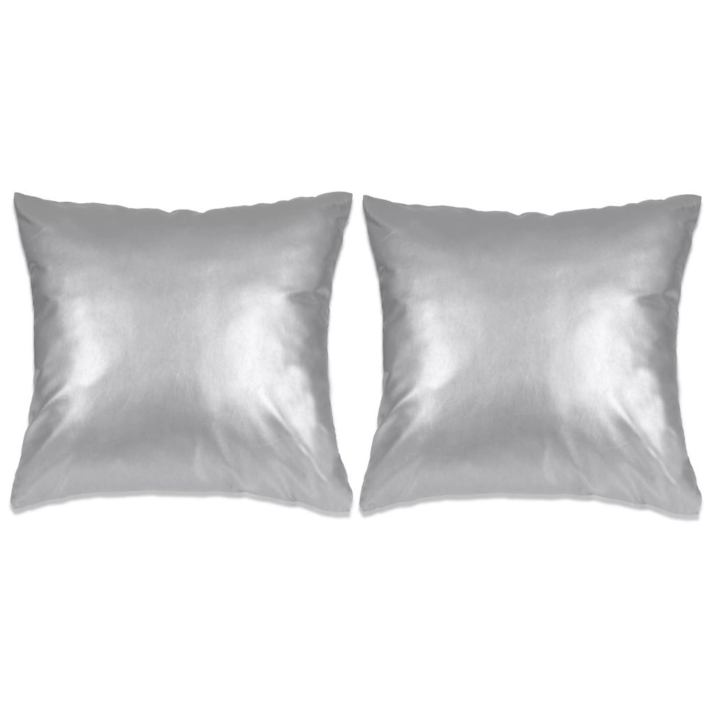 Sierkussenset 45x45 cm PU zilver 2-delig Sierkussenset 45x45 cm PU zilver 2-delig