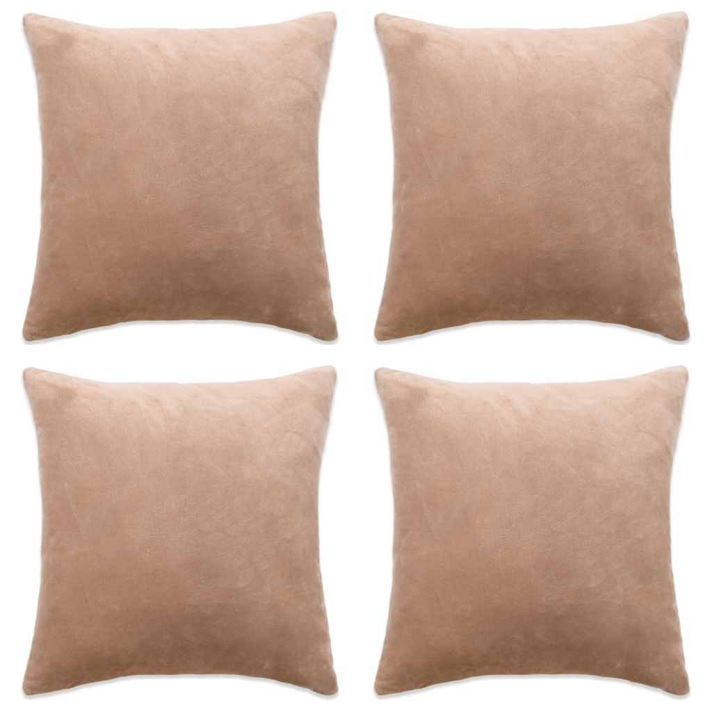 Sierkussenhoezen 40x40 cm velours beige 4 st Sierkussenhoezen 40x40 cm velours beige 4 st